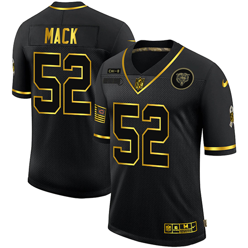 Chicago Bears #52 Khalil Mack Men Nike 2020 Salute To Service Golden Limited NFL black Jerseys->new england patriots->NFL Jersey
